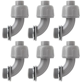 Moicstiy 3/4 Inch NPT Liquid Tight Connector 90 Degree Nonmetallic Electrical PVC Conduit Connector Fitting(6Pcs)