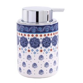 Bico Blue Talavera Ceramic 12oz Soap Dispenser with Removable Pump, Ideal for Kitchen, Bathroom, Lotion and Essential Oil