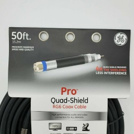 GE Ultra Pro • Digital H D • 50 ft Quad Shield RG6 Coax Cable • NEW