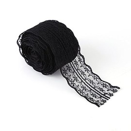 Lace Ribbon, 10M/Roll 4.5cm Width Floral Lace Trim Elastic Lace for Bridal Wedding Decoration Christmas Package DIY Sewing(Black)