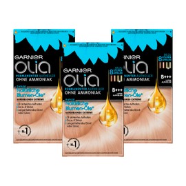 Garnier Olia Hair Brightener, B+++ Ultra Brightener, Hair Colour without Ammonia, with Nourishing, Natural Oils, Full Grey Hair Coverage, Up to 8 Levels of Lightening, Super Blonds Extreme - 3 x 1 Piece