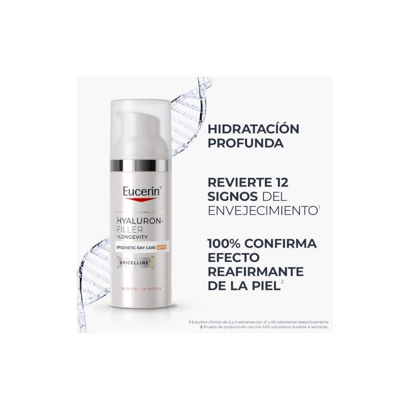 EUCERIN Crema de día FPS 30 Hyaluron-filler +Longevity Epigenetic, 50ml