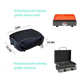 Heavy Duty 600D Oxford Grill Cover for Blackstone 24" Tabletop Griddle with Hood | Fits for Coleman Roadtrip LX/LXX/LXE/285 & Fits for Smoke Hollow 205 | Waterproof & UV Resist，Heighten