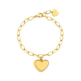 S'Agapõ Women's Steel Bracelet with Heart Symbol | Message Collection - SSG20, 190mm, Stainless Steel