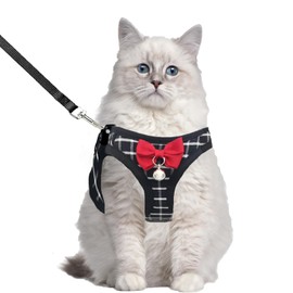 Cat Leash and Harness Set,Breathable Dog Harness,Pet Harness,Adjustable Mesh cat Harness and Leash Escape Proof for Puppy Cat Rabbit (Black, L)