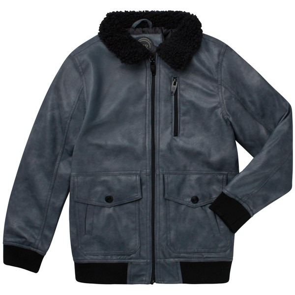 URBAN REPUBLIC Boys' Faux Leather Jacket - Aviator Bomber Outerwear