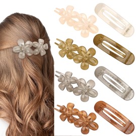 CURASA Flat Hair Clips for Women Girls 8pcs Flat Claw Clips 2 Styles Claw Clips for Thick Thin Hair French Barrette Lay Hair Accessories for Women Girls