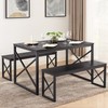 VECELO VECELO Kitchen Table with 2 Benches for 4, Wood