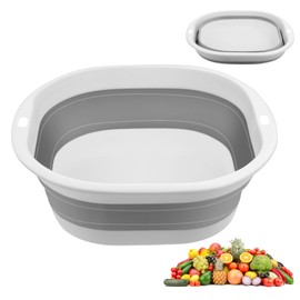 flintronic Foldable Sink, 5L Multi-Purpose Portable Washing Bowl, Space-saving Plastic Washing Tray for Camping and Kitchen (Grey)