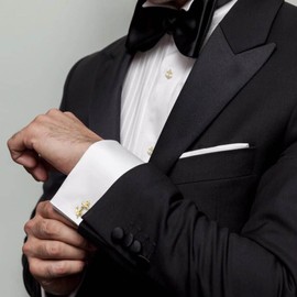 HAWSON Anchor Cuff links Mens and Shirt Studs Set Gold Tone Shirt Cuff Links Set in Black Gift Box