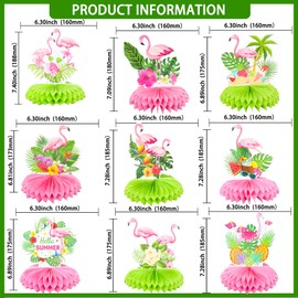 Gyufise 9 Pack Flamingo Honeycomb Centerpieces Decorations Hawaii Luau Table Toppers Flamingo Party Table Centerpieces Summer Tropical Aloha Hawaiian Luau Party Supplies Pink