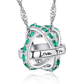 AENEAS I Love You Necklace Sterling Silver My Daughter Necklace Gift of Love for Daughter, Girlfriend, Mother 18 + 2 Inches with Gift Box, Sterling Silver, Cubic Zirconia