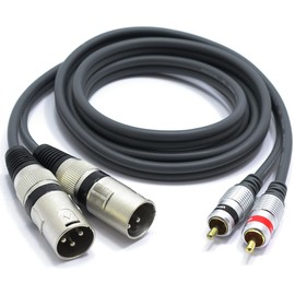 VITALCO 2x XLR Male to 2x RCA Stereo Cable 3 m Microphone Cable 3-Pin to RCA Adapter