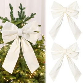 Hungdao 2 Pcs Extra Large Christmas Bow 12 x 18 Inches Giant Bow Decoration with Long Streamer Big Hanging Ribbon Tie for Xmas Tree Wreath Wall Door Holiday Bachelorette Party Backdrop Supply