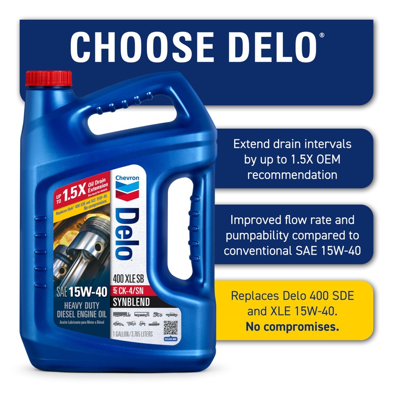 Delo 400 XLE Heavy Duty Synblend Diesel Engine Oil 15W-40,
