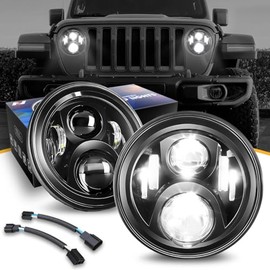 NUVISION LIGHTING - Faro de proyector LED de luz Alta y Baja Compatible con Jeep Wrangler JK TJ LJ CJ 18 Wrangler JK con arnés de cableado (Izquierdo 