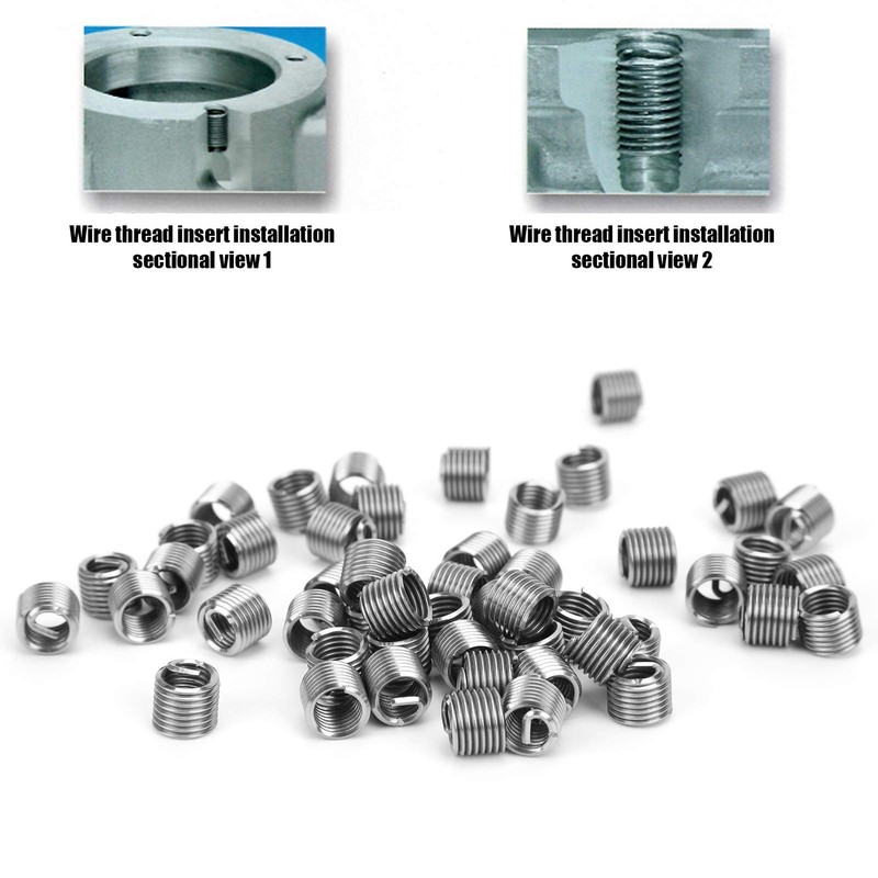 Thread Repair Inserts, 50Pcs Wire Threaded Inserts M8 x 1.25mm