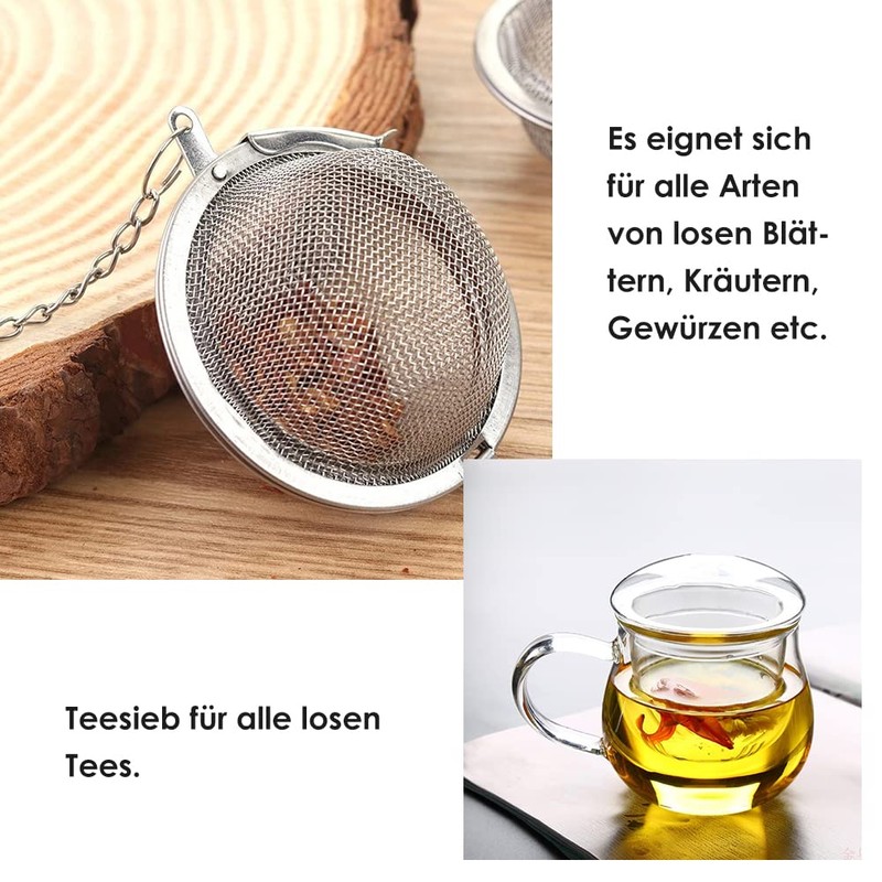 Tea Infuser, Tea Infuser, Tea Ball with Chain, 6 Pieces