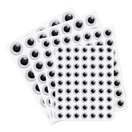 Googly Eyes Stickers Self Adhesive Wiggle Eye Stickers Sizes 8mm 10mm 12mm 15mm Round Plastic Sticker Eyes for DIY Crafts Scrapbooking Decoration (4 Sticky Sheets)