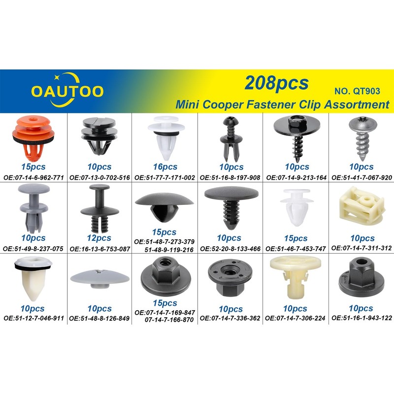 OAUTOO 208pcs for Mini Cooper Auto Body Interior and Exterior