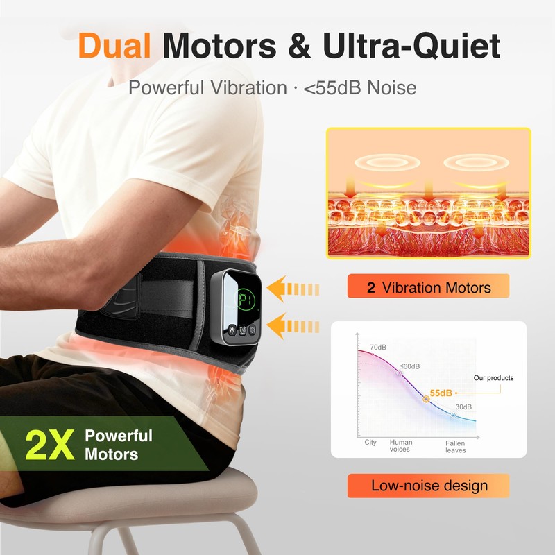 Graphene-Infused Cordless Heating Pad with Massager for Back, 5000mAh Rechargeable