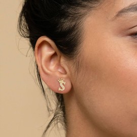 Letter Stud Earrings Crown Earrings for Girls 925 Sterling Silver Cubic Zirconia Initial Stud Earrings Hypoallergenic Earrings for Women (S)