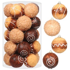 RoseCraft 6CM/2.36" Christmas Ball Ornaments, 25PCS Shatterproof Christmas Tree Hanging Gingerbread Decorations, for Indoor Home Holiday Party Xmas Decor.