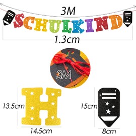 Girlande Schulkind Glitzer Einschulung Deko Alles Gute zum Schulanfang Girlande Banner Bunt Mädchen Junge als Einschulung Party Einschulungsparty Schuleinführung Deko