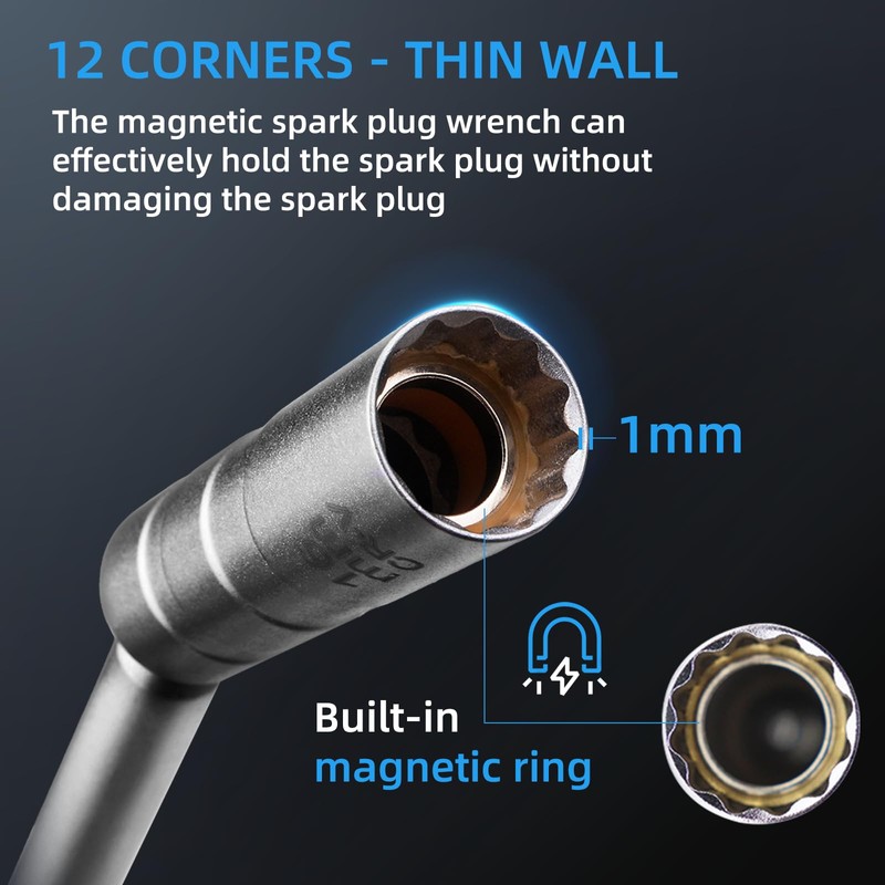 Spark Plug Wrench 14 mm 360° Rotating Lengthen Magnetic Spark