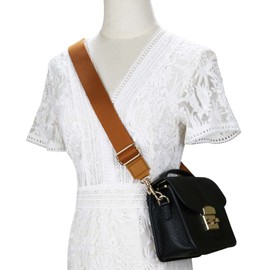 Allzedream Thick Purse Strap Wide Adjustable Replacement Crossbody Bag Handbag (Brown-Leather tip)