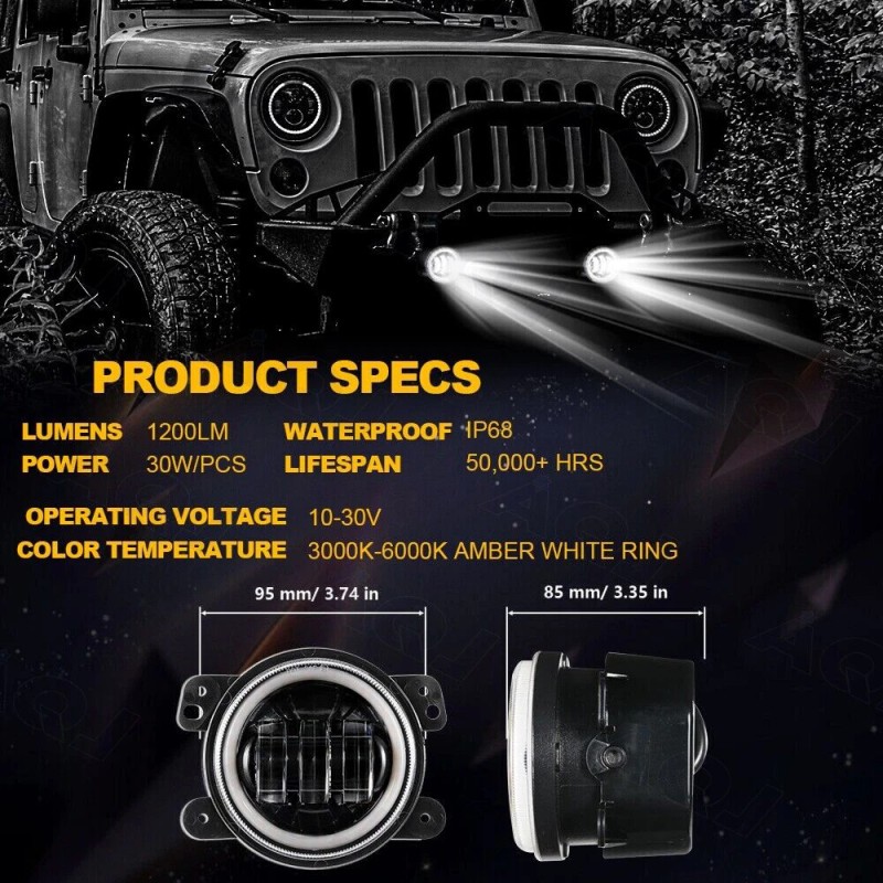 AQJ 4inch Round 60W LED Fog Lights Front Bumper For