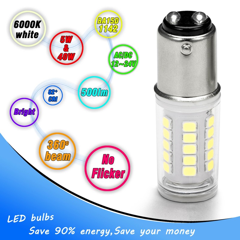 Heifymi 12V BA15D 1076 1142 1176 S8 LED Bulb, 5