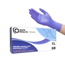 Safe Health Nitrile Imperial Blue Industrial Disposable Gloves-Exra Large 3.5 Mil Box of 90 Powder Free-Latex Free Tattoo-Beauty Salon-Hair Nail Studio-Auto Repair-Car Maintenance-Household-Daily