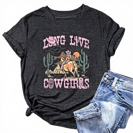 Long Live Cowgirls Sleeveless Women's Western Vintage Graphic Tees Funny Letter Print Country Music Cotton T-ShirtColor: Pink, Size: Xl
