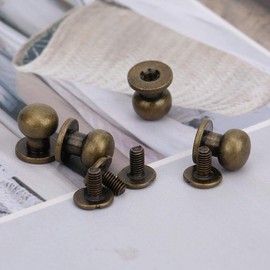 HEEPDD 20 Pieces Round Head Copper Stud, Round Head Copper StudsMetal Punk Spikes Stains DIY Copper Rivets Round Head Nipple Nail Bag Shoes Accessories for Leather 9 x 8 mm [Bronze] Leather Carving