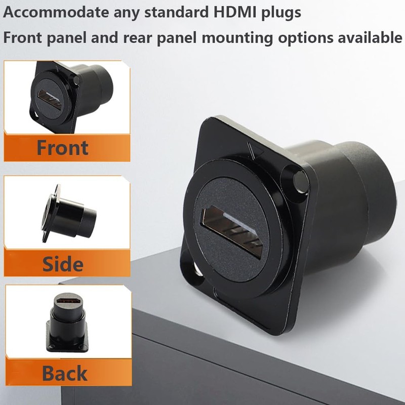 PENGLIN 2pcs D Type HDMI Panel Mount Adapter Female to