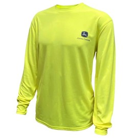 John Deere High Visibility Men's Long Sleeve Breathable Hi Viz Yellow Tee (US, Alpha, Large, Regular, Regular, Hi Viz Yellow)