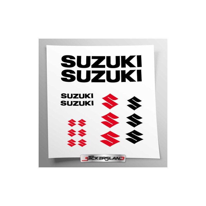 Stickersland® SUZUK® MATT BLACK TANK & MOTORCYCLE HELMET STICKER SET