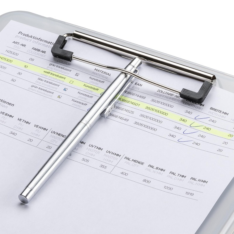 helit H2532010 Clipboard DIN A4 the Clip White Translucent Clipboard