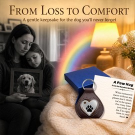 Japrex Pet Fur Keepsake for Dog Cat Loss, Pocket Hug Rainbow Bridge Memorial Keychain to Hold Pet Hair Close to Your Heart, Pet Sympathy Gift for Grieving Dog Mom Cat Mom Pet Owner