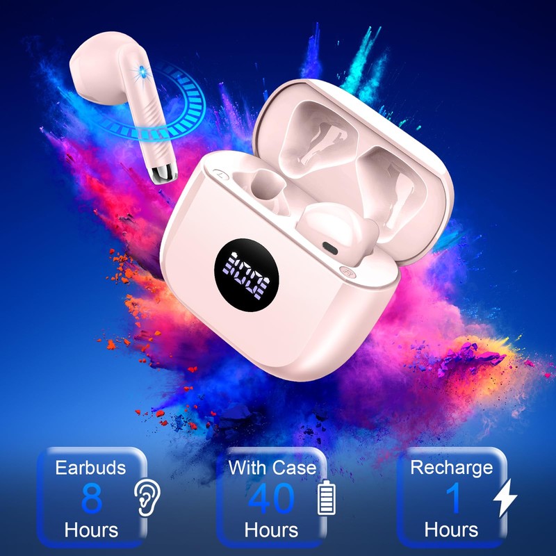 Wireless Earbuds, 2024 Bluetooth 5.4 Headphones HiFi Stereo, Wireless Earphones