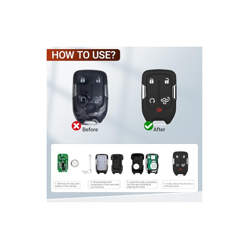 5 Button Key Fob Case for Chevy Silverado GMC Sierra