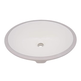 Ruvati 16 x 13 inch Undermount Bathroom Sink Biscuit Oval Ceramic Sink with Overflow – Bathroom Basin Porcelain Bathroom Sinks - RVB0618BC - Stain-Resistant, Ideal for Modern Bathroom Vanity Setups