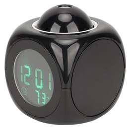 Projector Alarm Clock, Snooze Function, Voice Time Reporting and Music Alarm Clock with Adjustable Projection Angles, Easy, Mini Size and Light Weight for Home Office Use