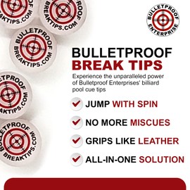 Bulletproof Break Tips - Polymer Break & Jump Tip | Professional Pool Cue Tips & Pool Stick Accessories | Billiards Accessories for Adults & Pool Players | Comes with Patch & Sticker! 15mm, 1 Count
