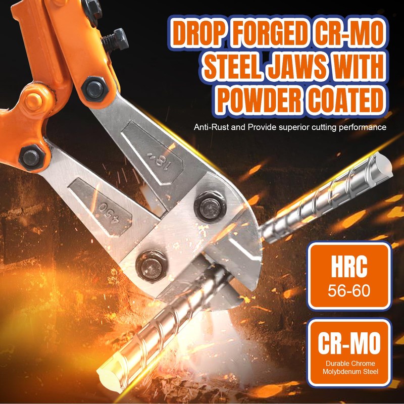 WADFOW 18" Medium Size Bolt Cutter: Soft Grip Rubber Ergonomic
