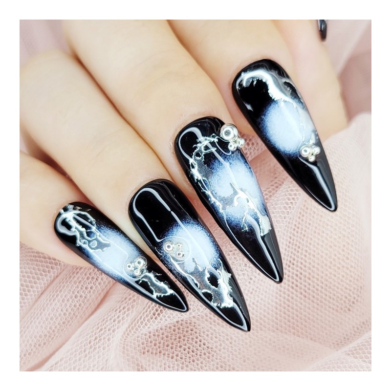 White Hole Cheek Handmade Nail Tips - Ballerina / 화이트홀