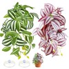 QhgPnt 2 Pack Reptile Plants for Terrarium, Artificial Leaves Habitat