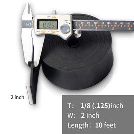 DOBTIM Neoprene Rubber Strips 1/8 (.125)" Thick X 2" Wide X 10'Long, Solid Rubber Rolls Use for Gaskets DIY Material, Supports, Leveling, Sealing, Bumpers, Protection, Abrasion, Flooring, Black