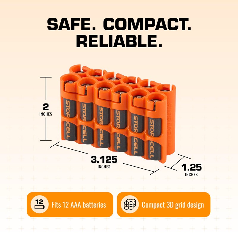 Storacell AAA-12 Battery Storage Caddy and Dispenser (Pack of 2),